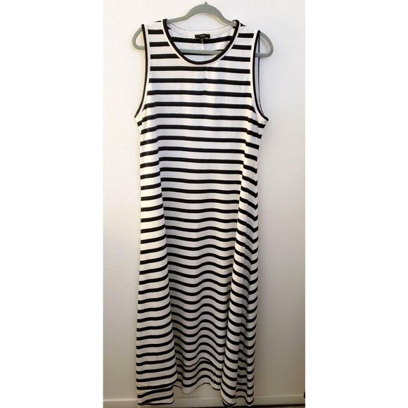 J. Crew Black and White Striped 100% Cotton Sleeveless Maxi Dress XXL EUC - Picture 1 of 12